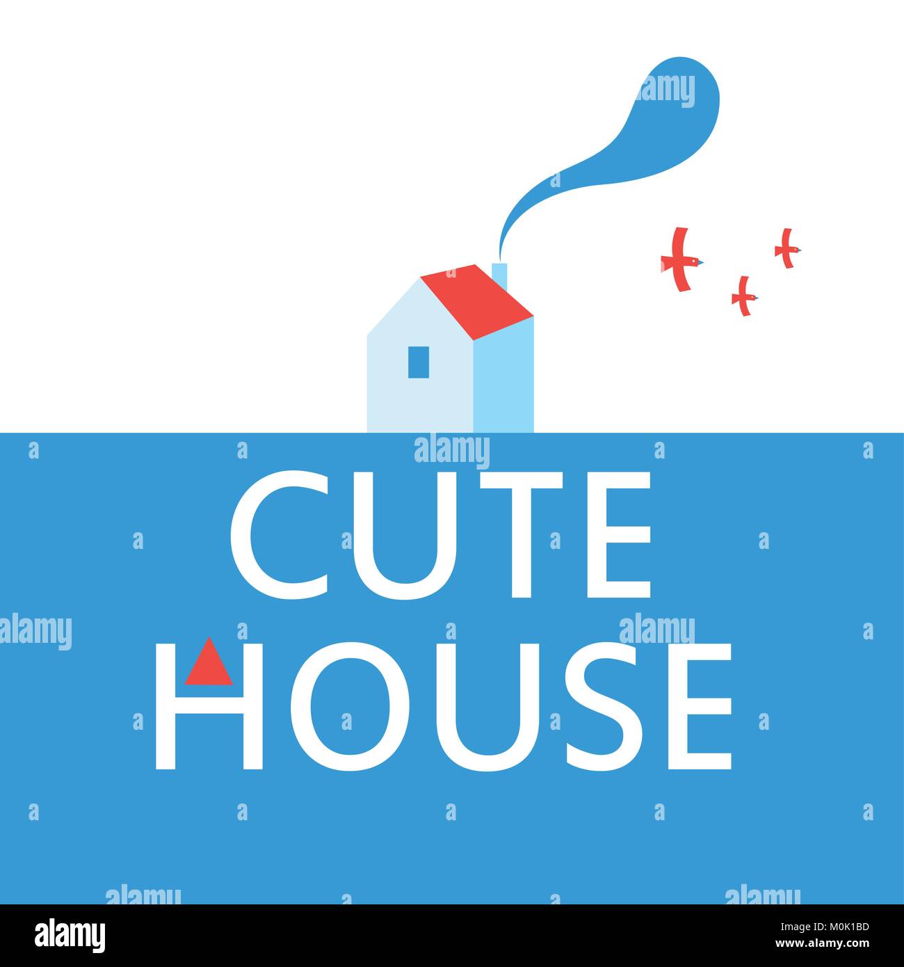 Illustration d'une jolie maison annonce affiche sur un fond blanc Illustration de Vecteur