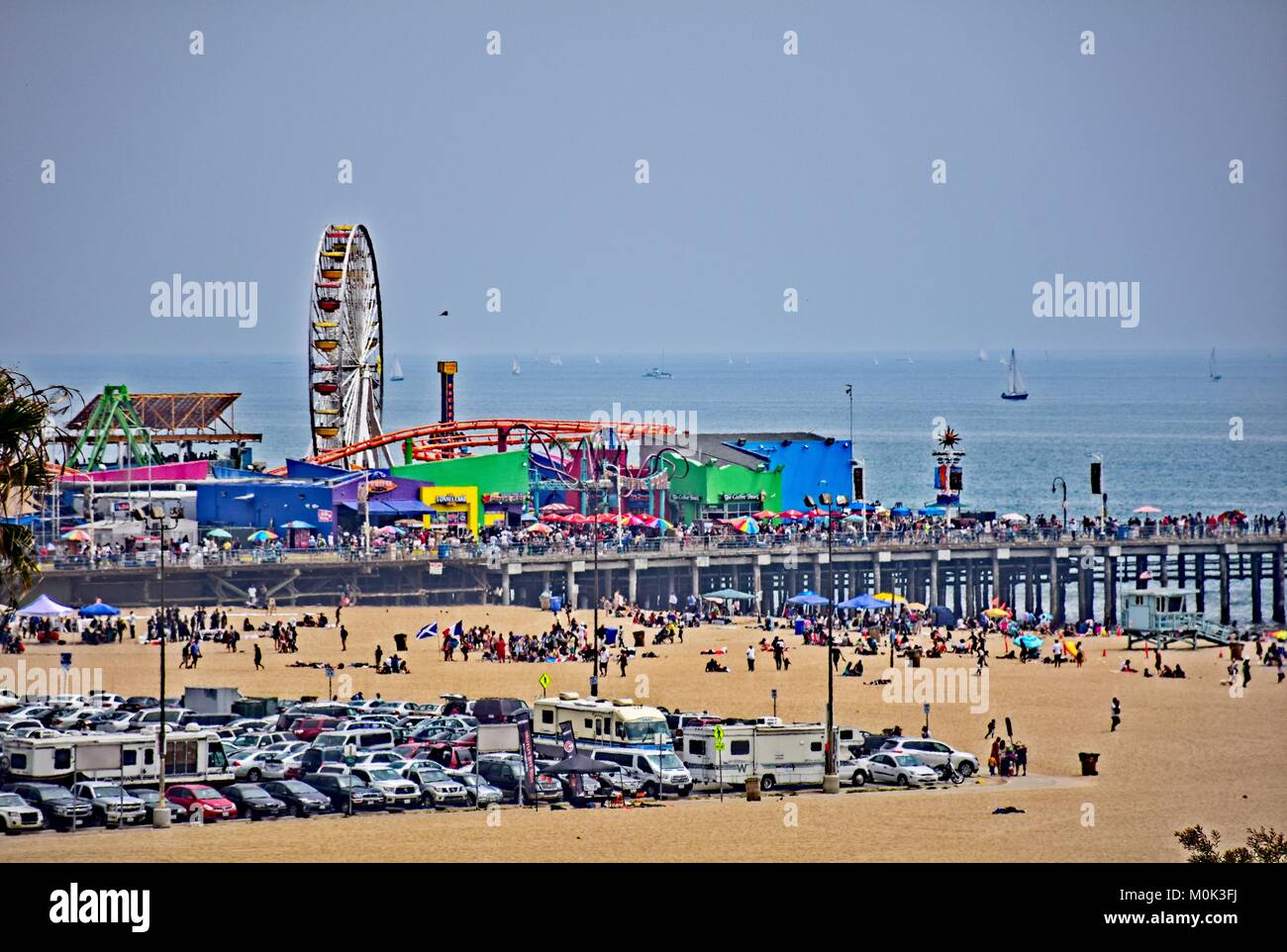 Pier et plage de Santa Monica, Californie Banque D'Images