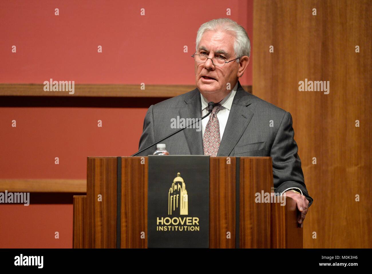 La secrétaire d'État des États-Unis, Rex Tillerson parle de la voie à suivre pour les États-Unis en Syrie à l'institut Hoover de l'Université de Stanford, 17 janvier 2018 à Stanford, en Californie. Banque D'Images