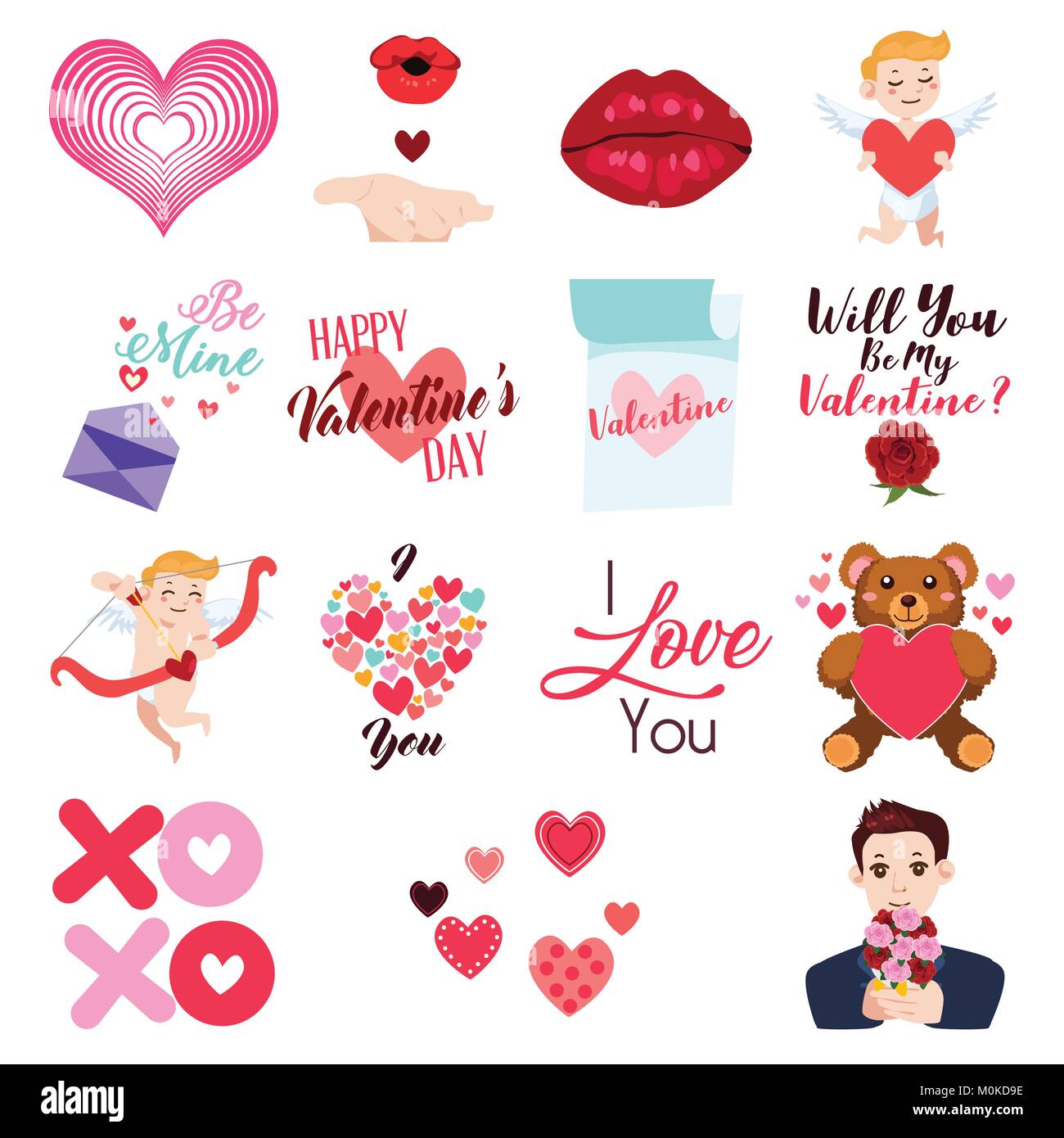 Un vecteur illustration de Valentine Day Icons et Clip arts Illustration de Vecteur