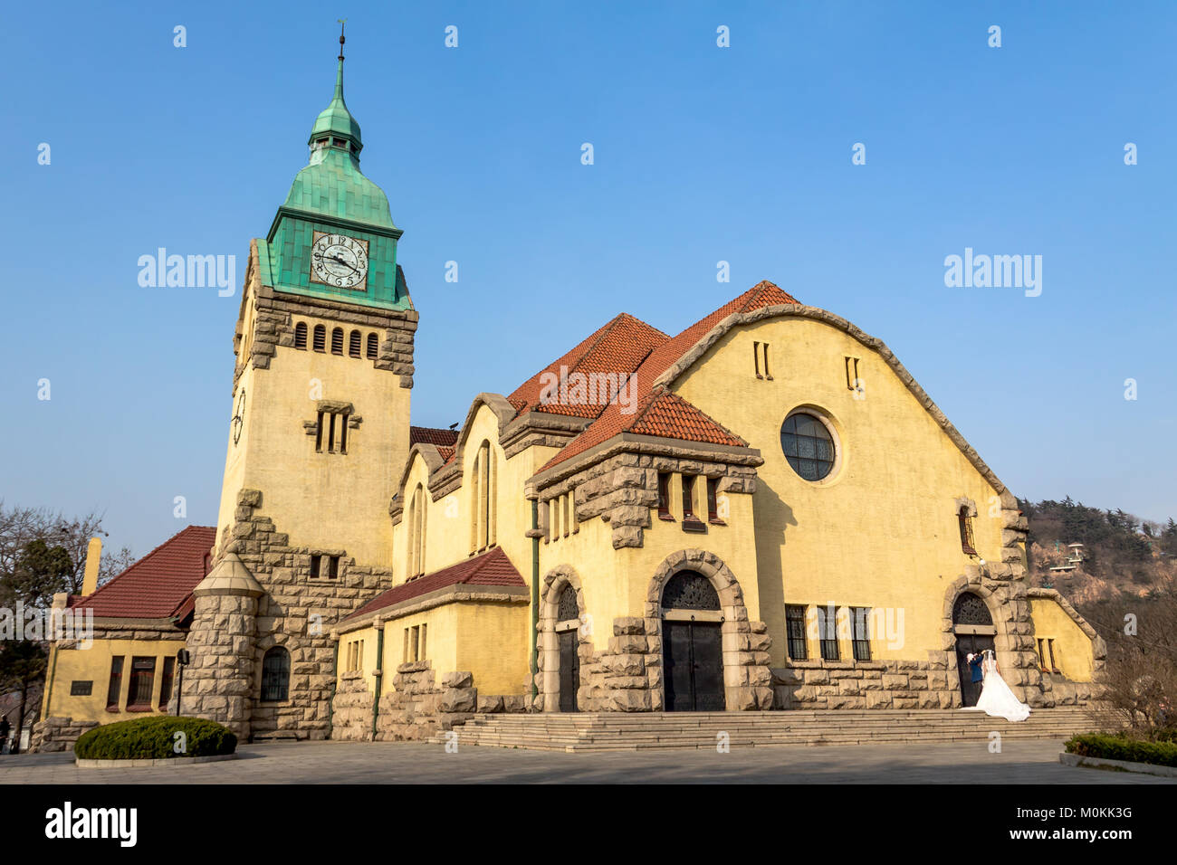 L'Église luthérienne construite pendant l'ère coloniale Allemande, Qingdao, Chine Banque D'Images