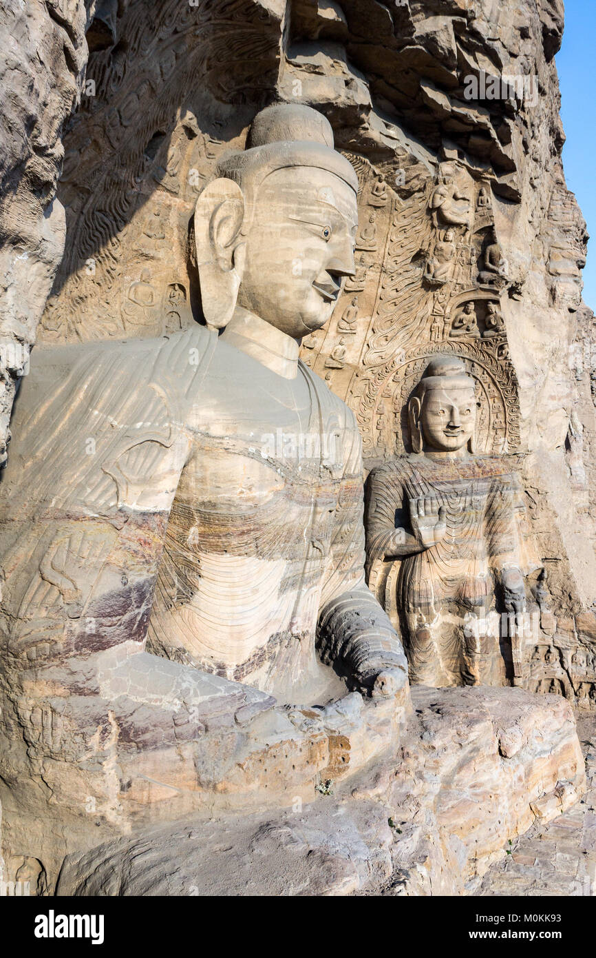 Statue de Bouddha à grottes de Yungang à Datong, province de Shanxi, Chine Banque D'Images