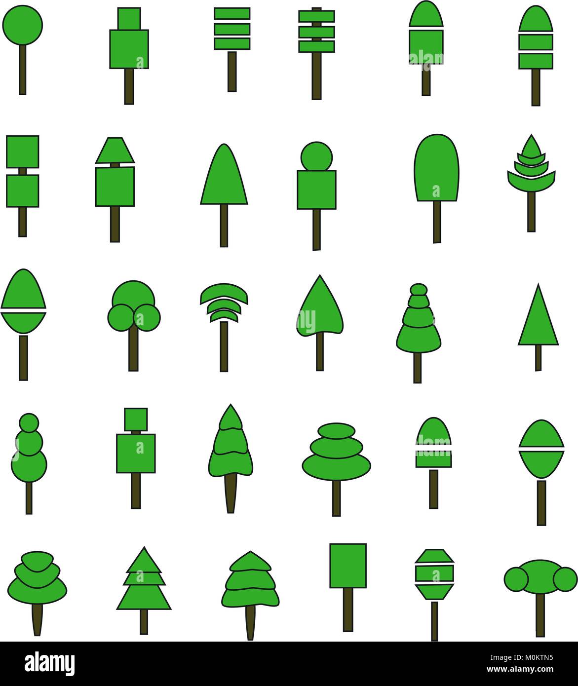 Ensemble arbre vert nature géométrique simple image Photo Stock - Alamy