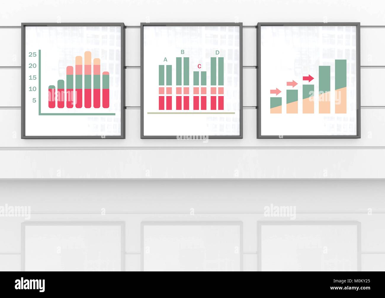 Des statistiques graphiques colorés sur les murs Banque D'Images