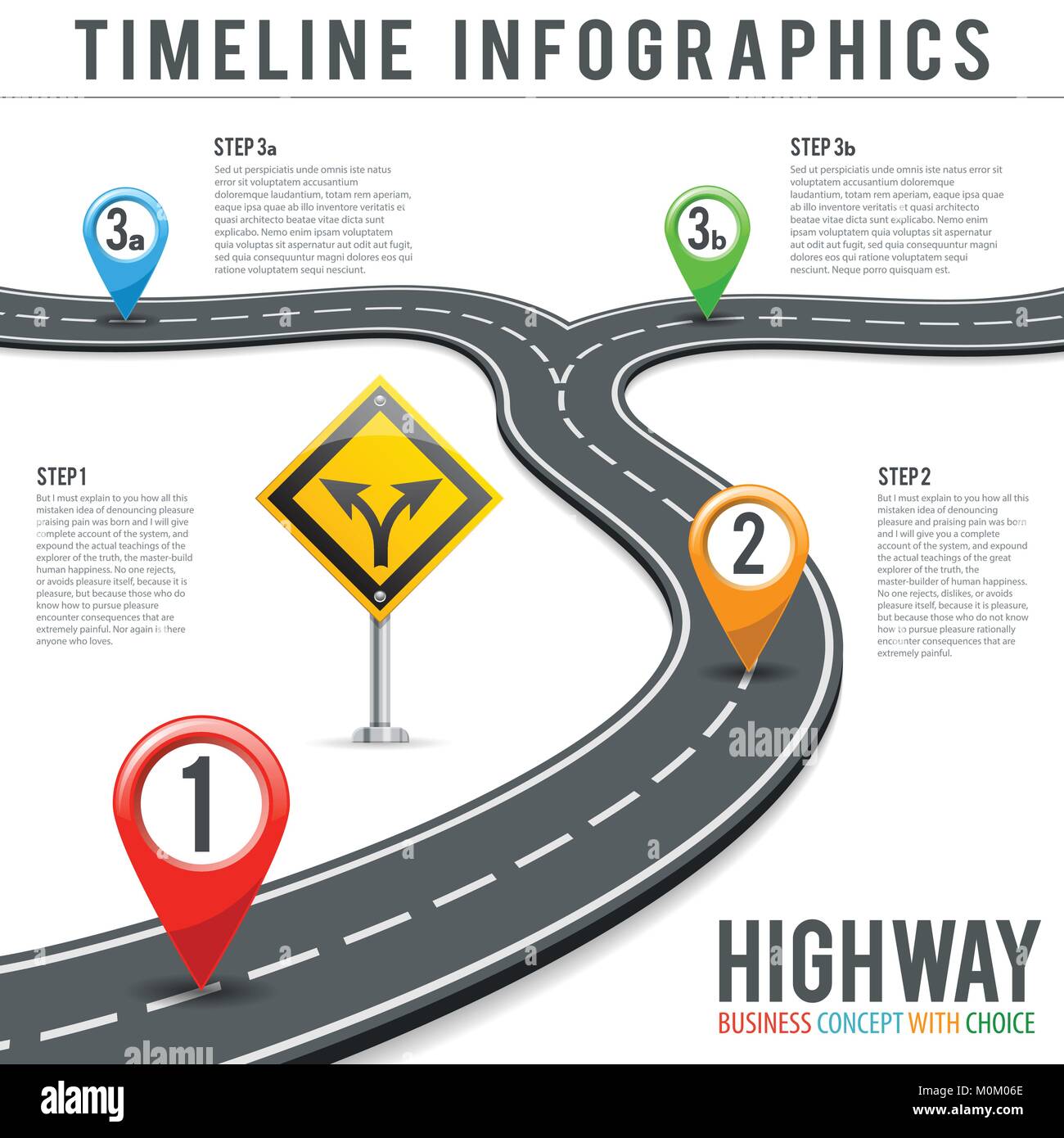 Route de montage avec l'axe de communication Infographies Illustration de Vecteur