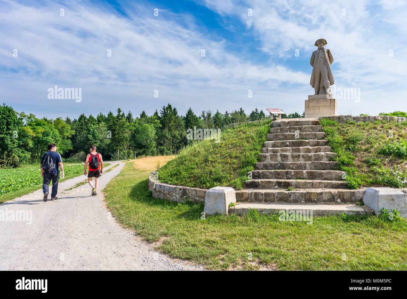 France,Aisne,Bouconville-Vauclair,Chemin des Dames,statue de Napoléon 1er commémorant la victoire des armées françaises à Craonne contre les armées prussiennes et russes du Général Blucher le 7 mars,1814 Banque D'Images