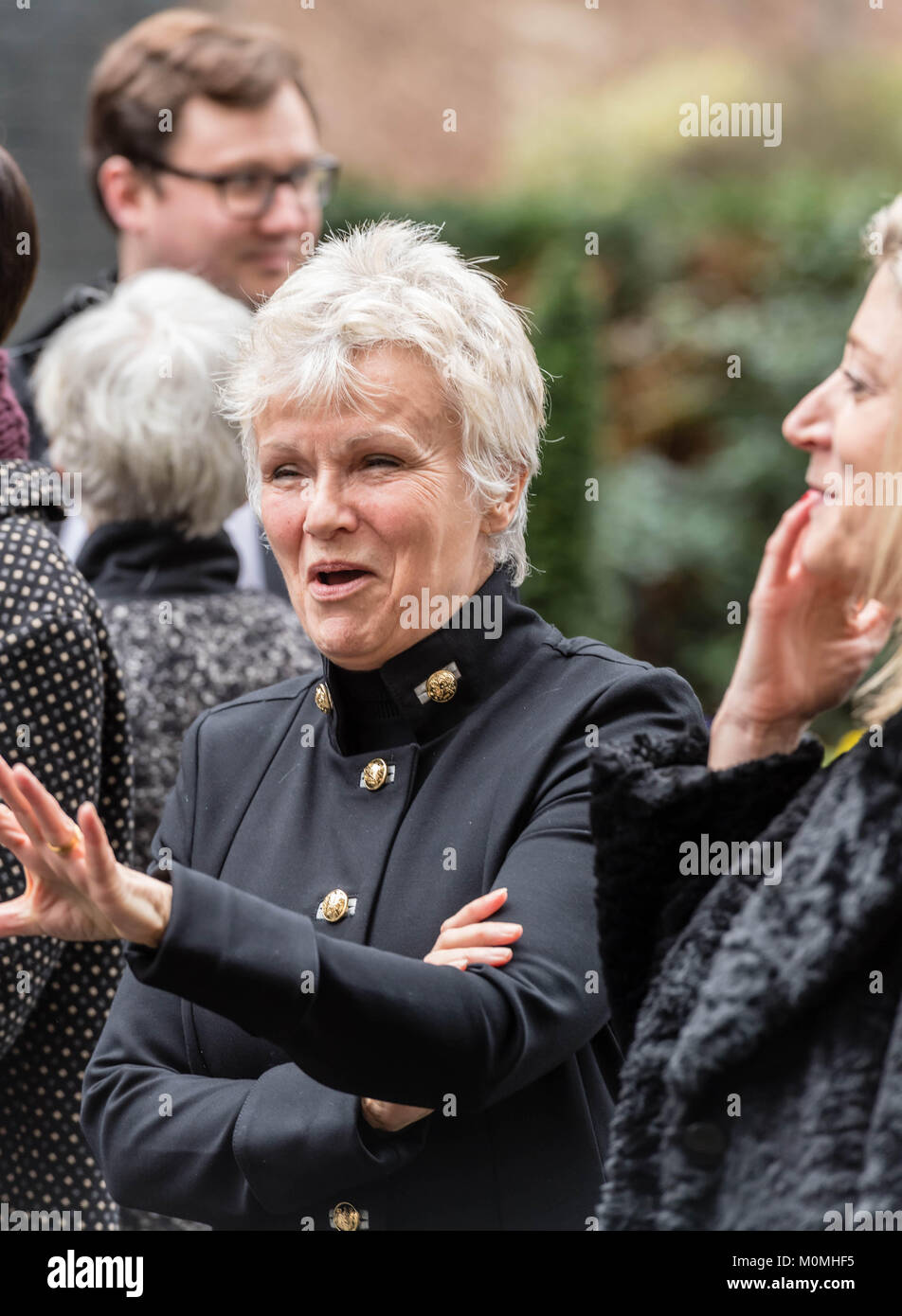 Londres, 23 janvier 2018, Dame Julie Walters, actrice et écrivain arrive à Downing Street pour présenter une pétition contre l'aide de la femme a proposé des changements dans le financement des refuges pour femmes. Crédit : Ian Davidson/Alamy Live News Banque D'Images