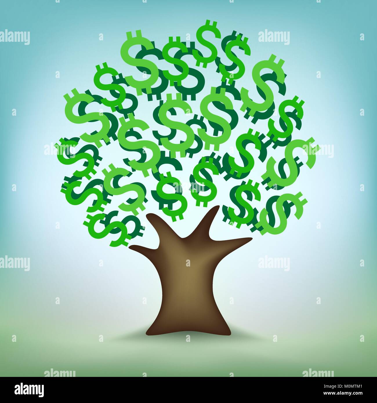 Dollar Vert feuilles arbre d'argent. Abstract-fonds d'investissement. La croissance de l'entreprise Financement de l'illustration de réussite Illustration de Vecteur