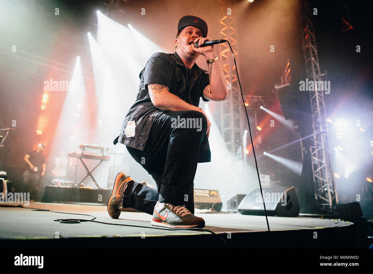 L'American El-P (El producto) effectue un concert live au Festival de Roskilde au stade Cosmopol de 2013. El-P est l'un des membres originaux du groupe Company Flow. Danemark 2013. Banque D'Images