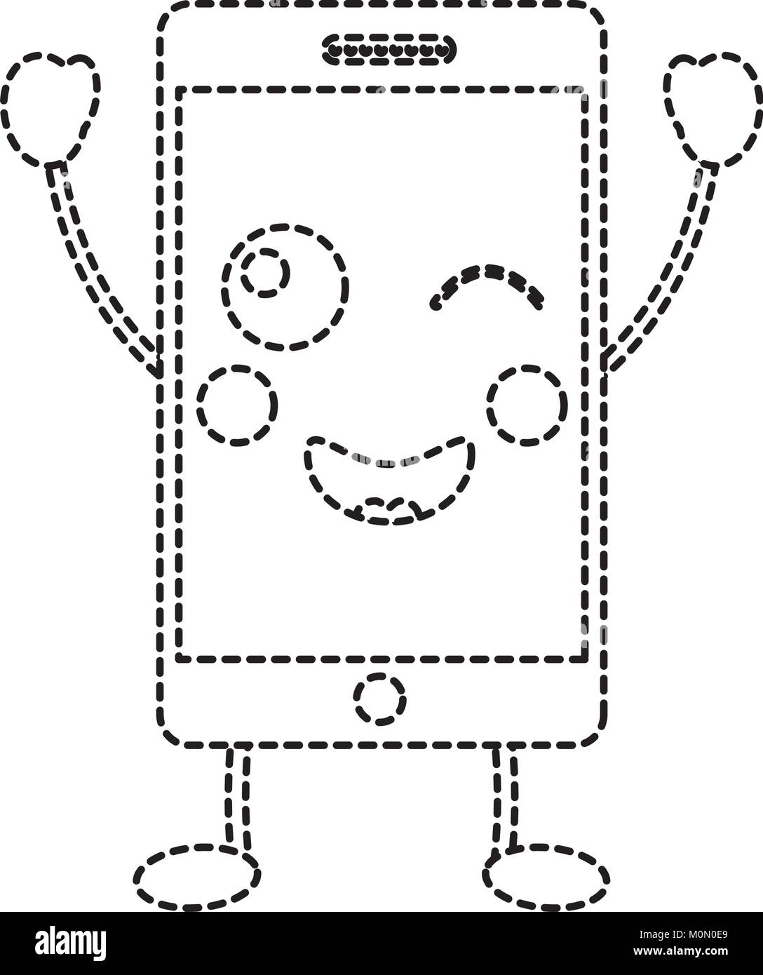 Image téléphone cellulaire heureux icône kawaii Illustration de Vecteur