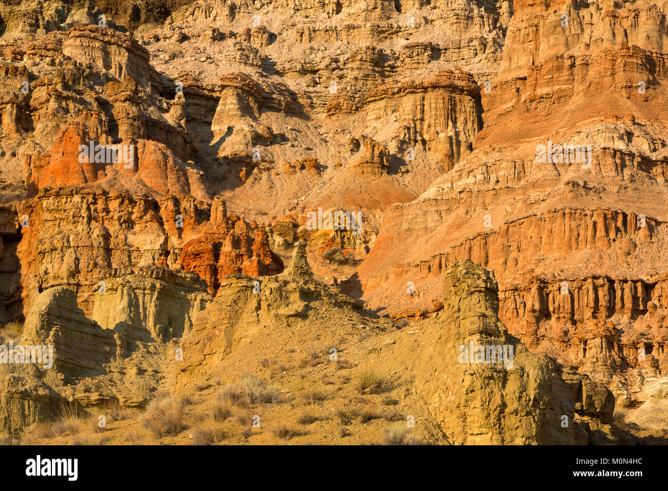 Les strates colorées et les falaises de craie le long du bassin de la rivière Owyhee de l'Oregon. USA Banque D'Images