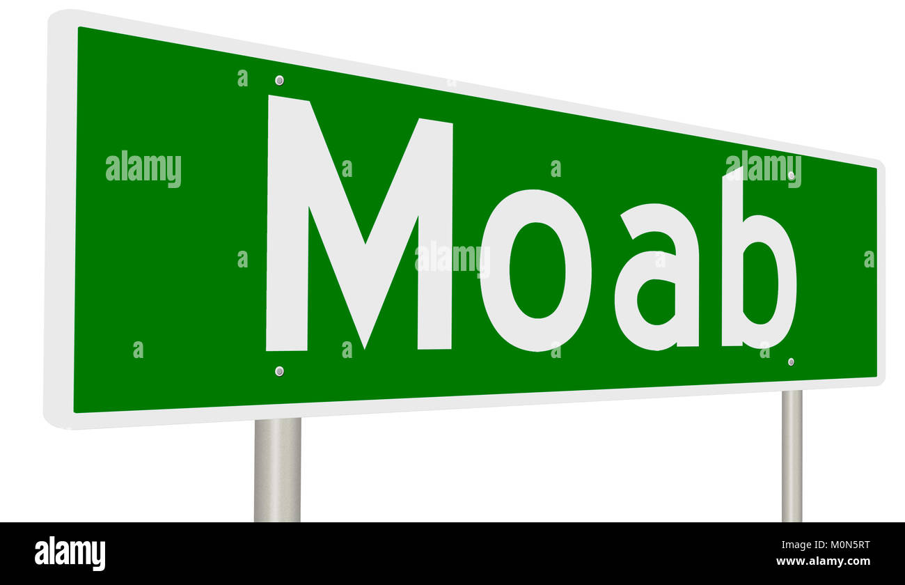La route verte signe pour Moab Banque D'Images
