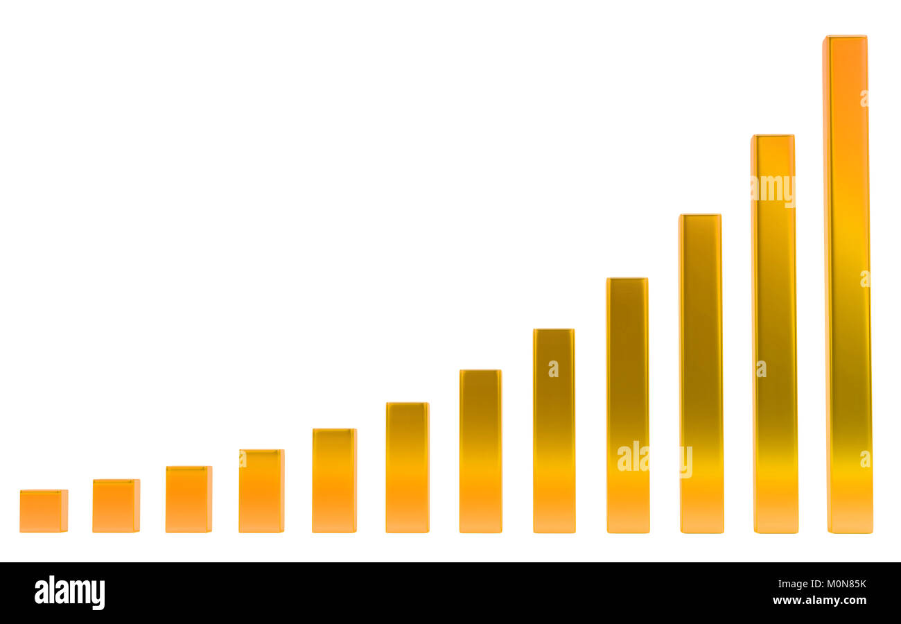 Croissance : schéma ou graphique orange sur fond blanc Banque D'Images