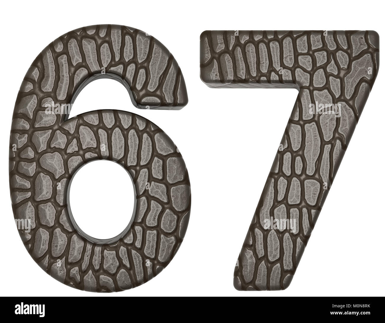 La peau d'Alligator font 6 7 chiffres isolated on white Banque D'Images