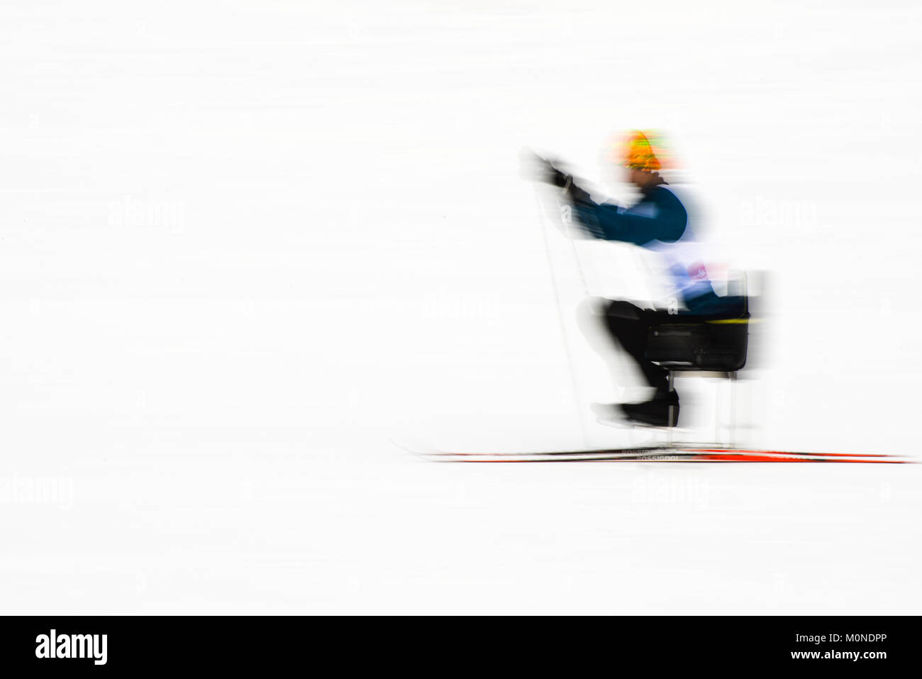 Canada's Yves Bourque, Paralympiques cross country ski racer à 2016 Jeux paralympiques américaine Ski Assis races, Craftsbury Outdoor Centre, Craftsbury, VT, USA. Banque D'Images