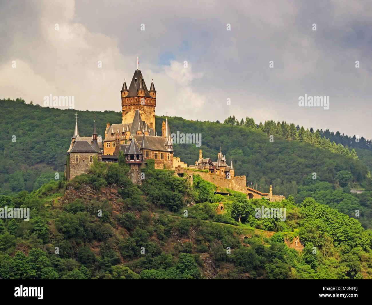 Vue extérieure du Château de Reichsburg Cochem, Allemagne Banque D'Images