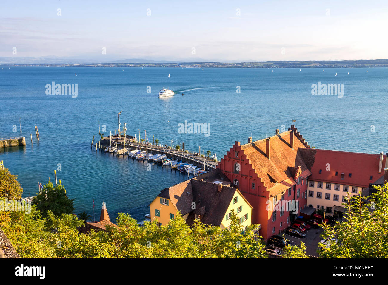 Allemagne, Bade-Wurtemberg, le lac de Constance, Meersburg, vue sur le port Banque D'Images