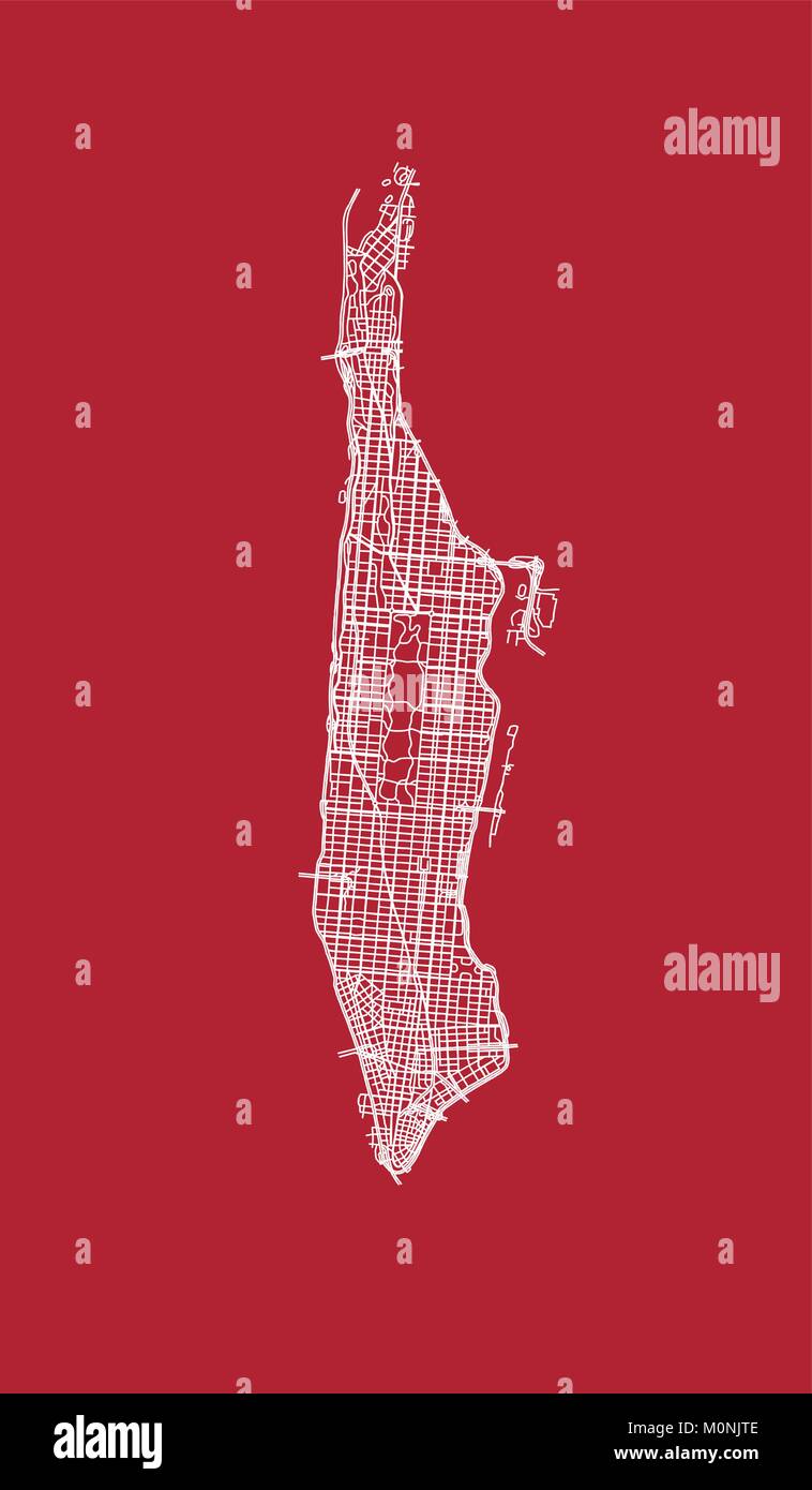 Rues de Manhattan - contour plan. Illustration de Vecteur