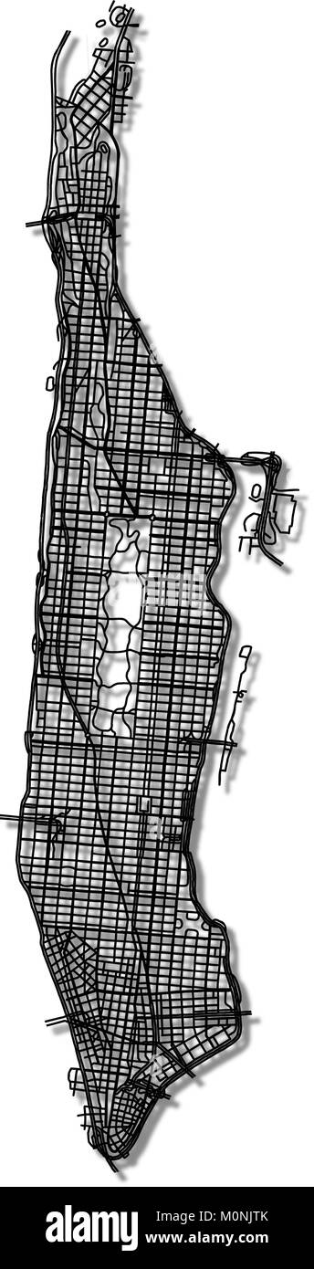 Rues de Manhattan - contour plan. Illustration de Vecteur
