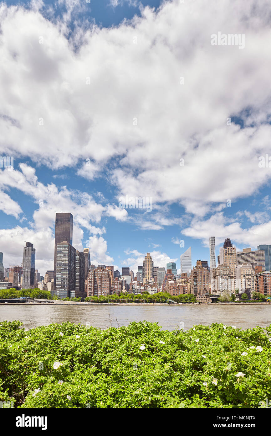 New York City skyline vu de la Roosevelt Island, USA. Banque D'Images
