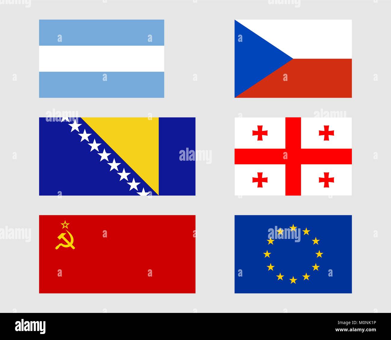 Argentine, République tchèque, bosniaque, géorgien, et Europeari soviétique drapeaux. Illustration de Vecteur