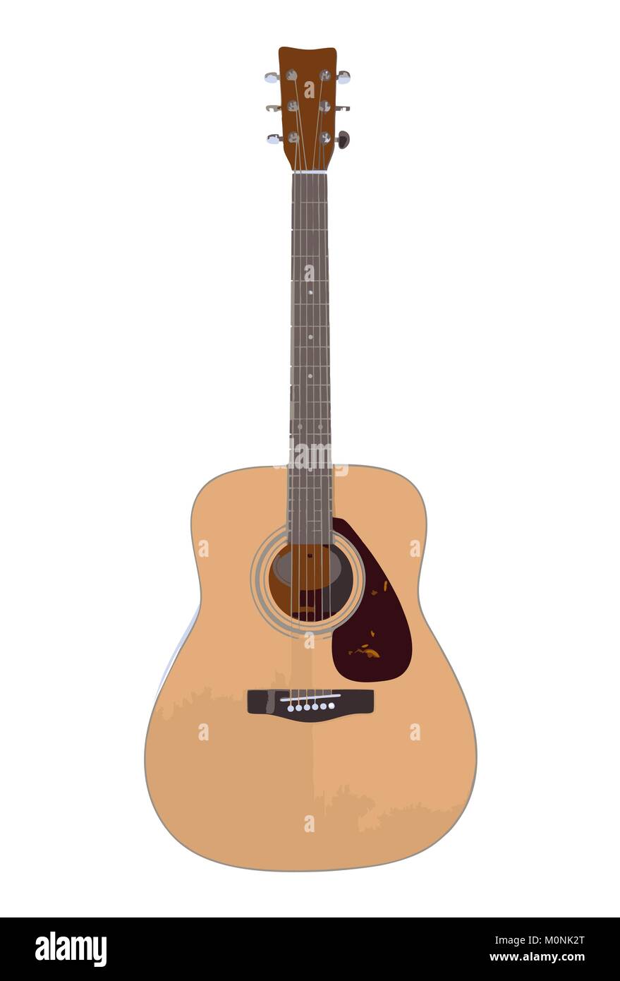 Vector illustration of acoustic guitar isolé sur blanc. Illustration de Vecteur