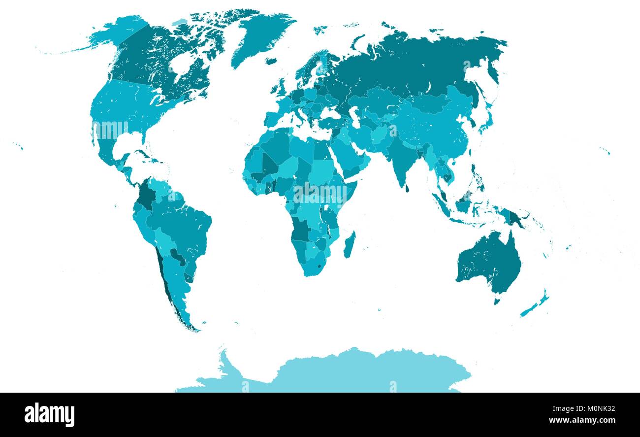 C'est une carte politique du monde. Chaque pays placé sur un calque différent. Le nom de la couche se compose nom du pays et de na Illustration de Vecteur