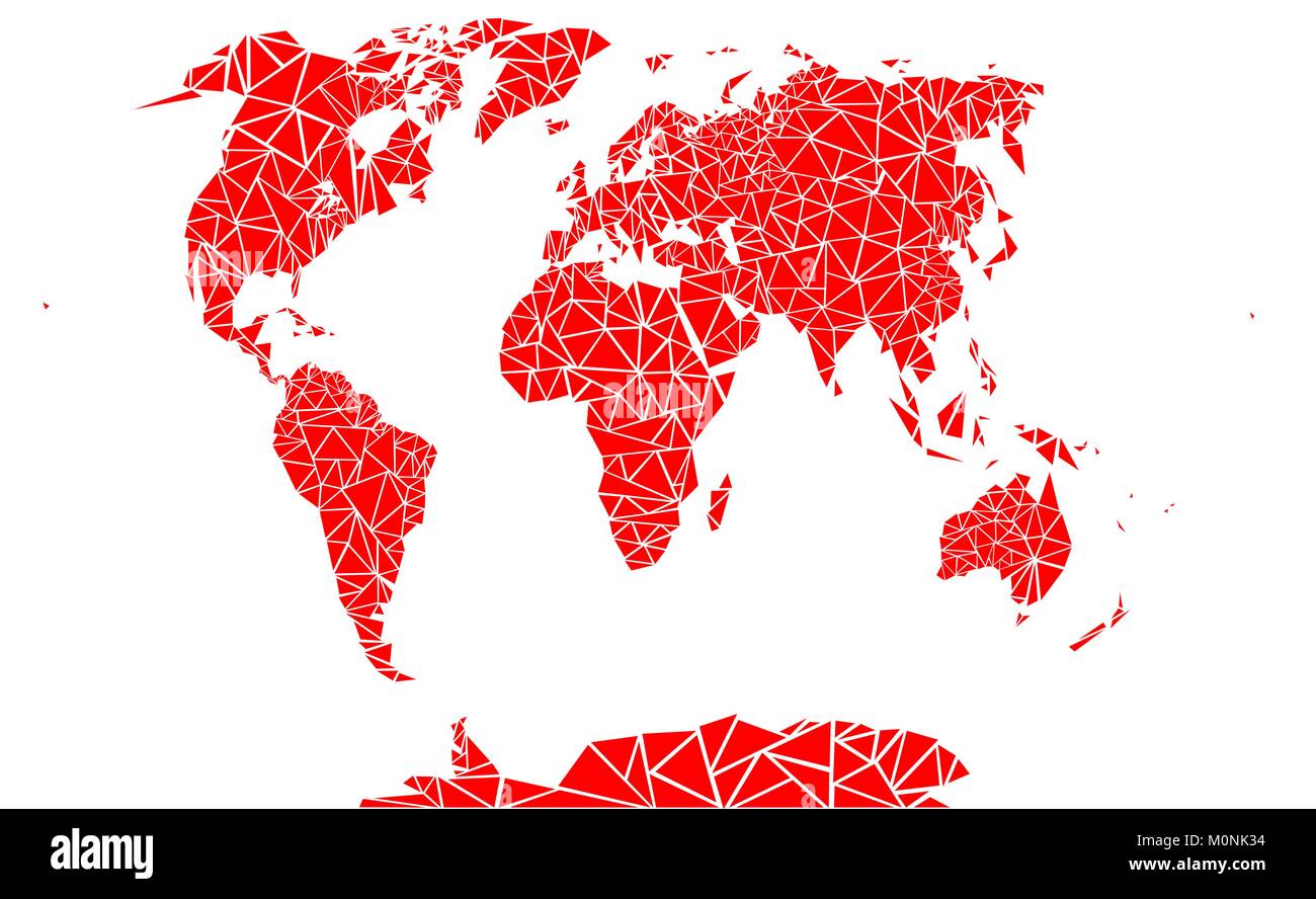 Carte du monde composé de triangles rouges. Illustration de Vecteur