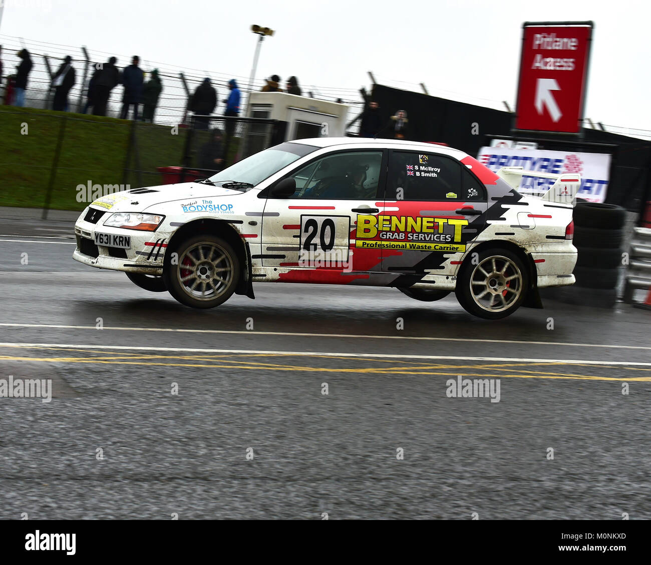 Ben Smith, Steve McIlroy, Mitsubishi Lancer Evo VII, MGJ Rally Étapes, Chelmsford Motor Club, Brands Hatch, samedi, 20 janvier 2018, Circuit, MSV Banque D'Images