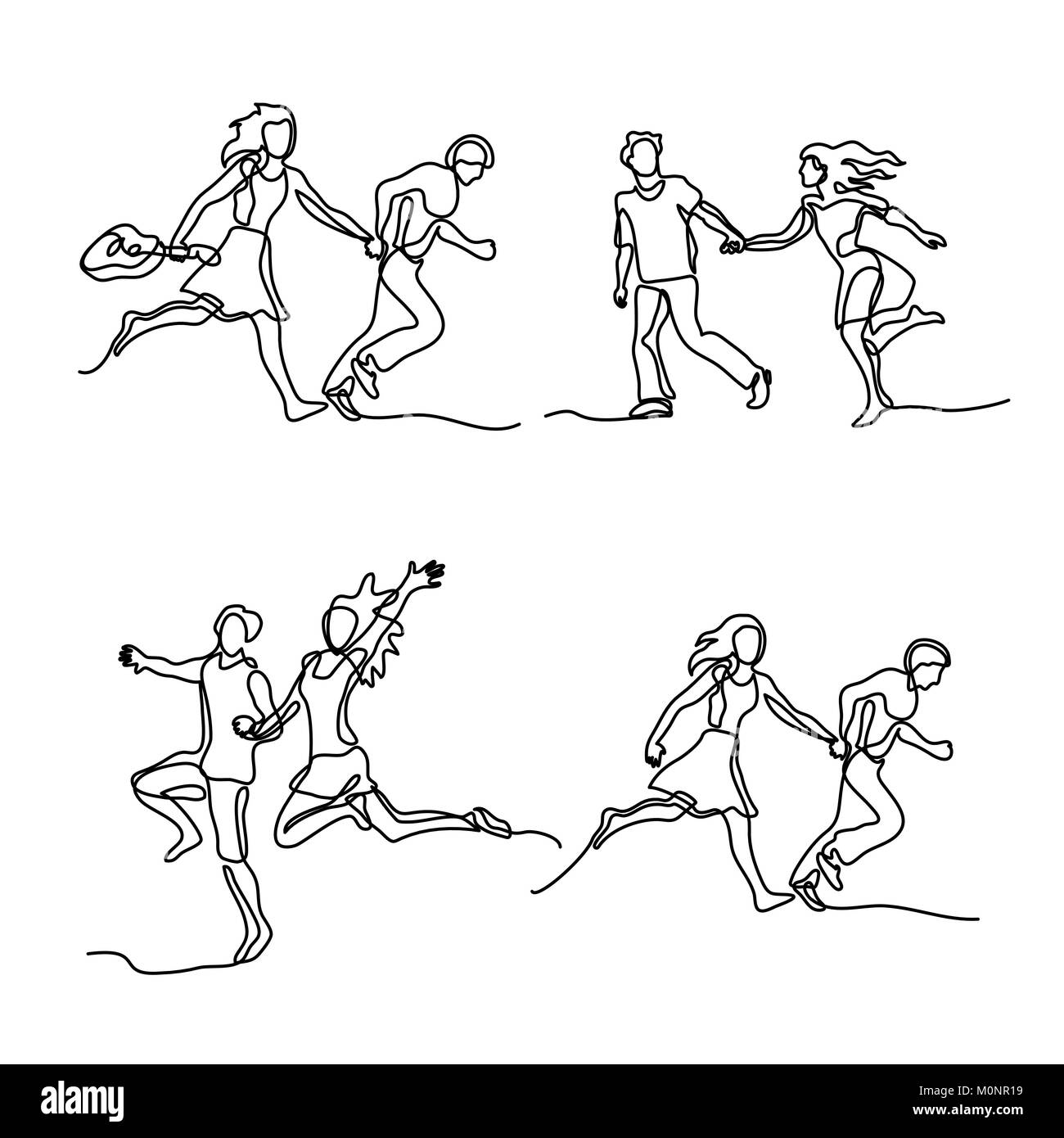 Bonne course couple continu défini Illustration de Vecteur