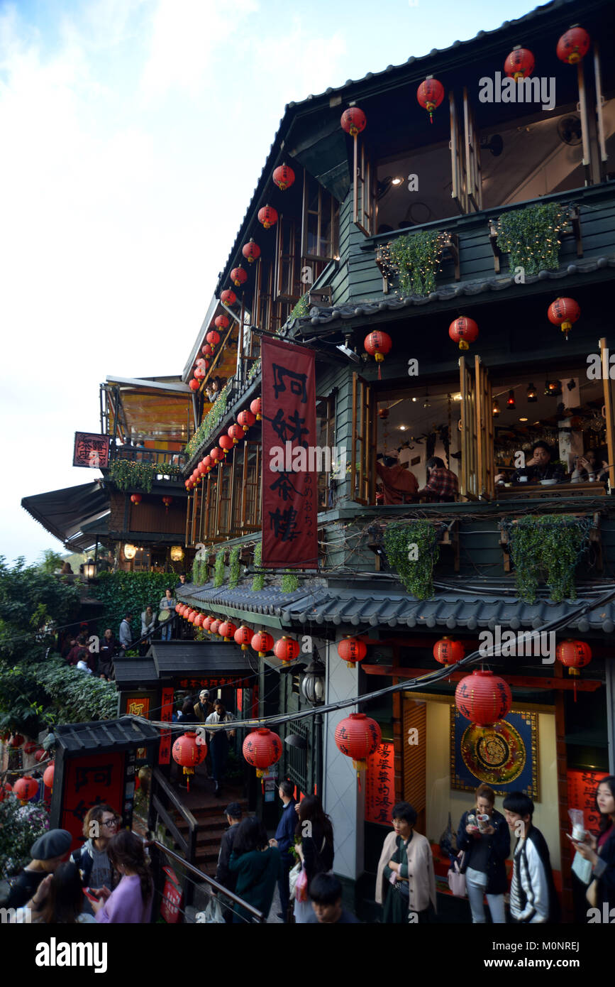 En Asie, Taiwan, également orthographié Jioufen Jiufen ou Chiufen Ruifang District, New Taipei City Tea House Banque D'Images