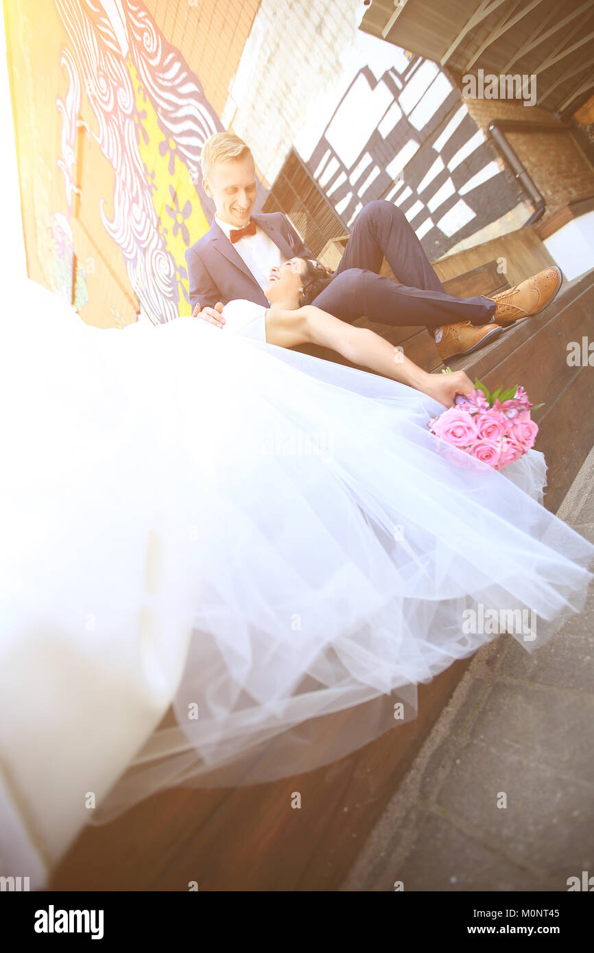 Concept d'amour.happy Bride and Groom Banque D'Images