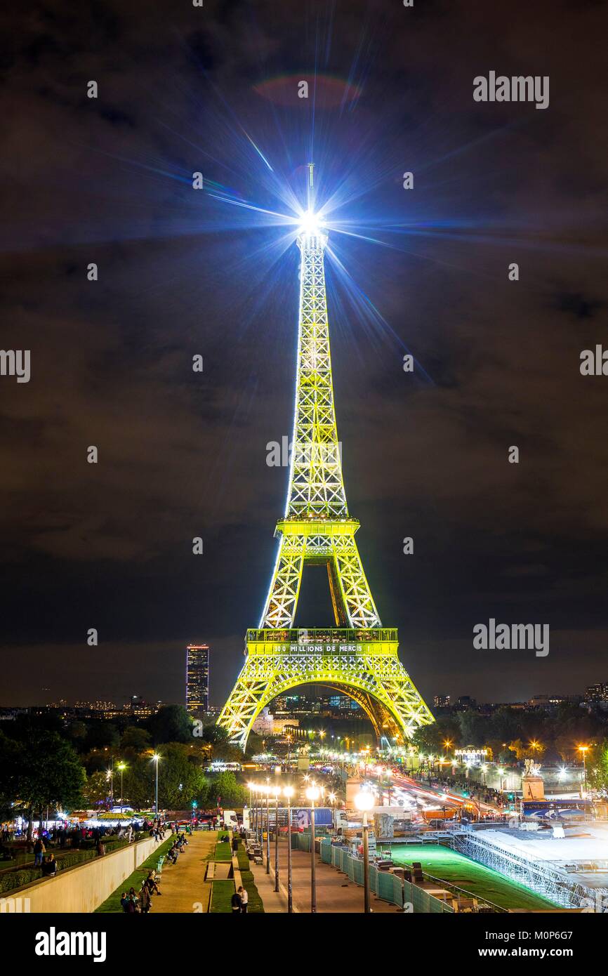 France,Paris,région inscrite au Patrimoine Mondial de l'UNESCO,la Tour Eiffel fête ses 300 millions de visiteurs Banque D'Images