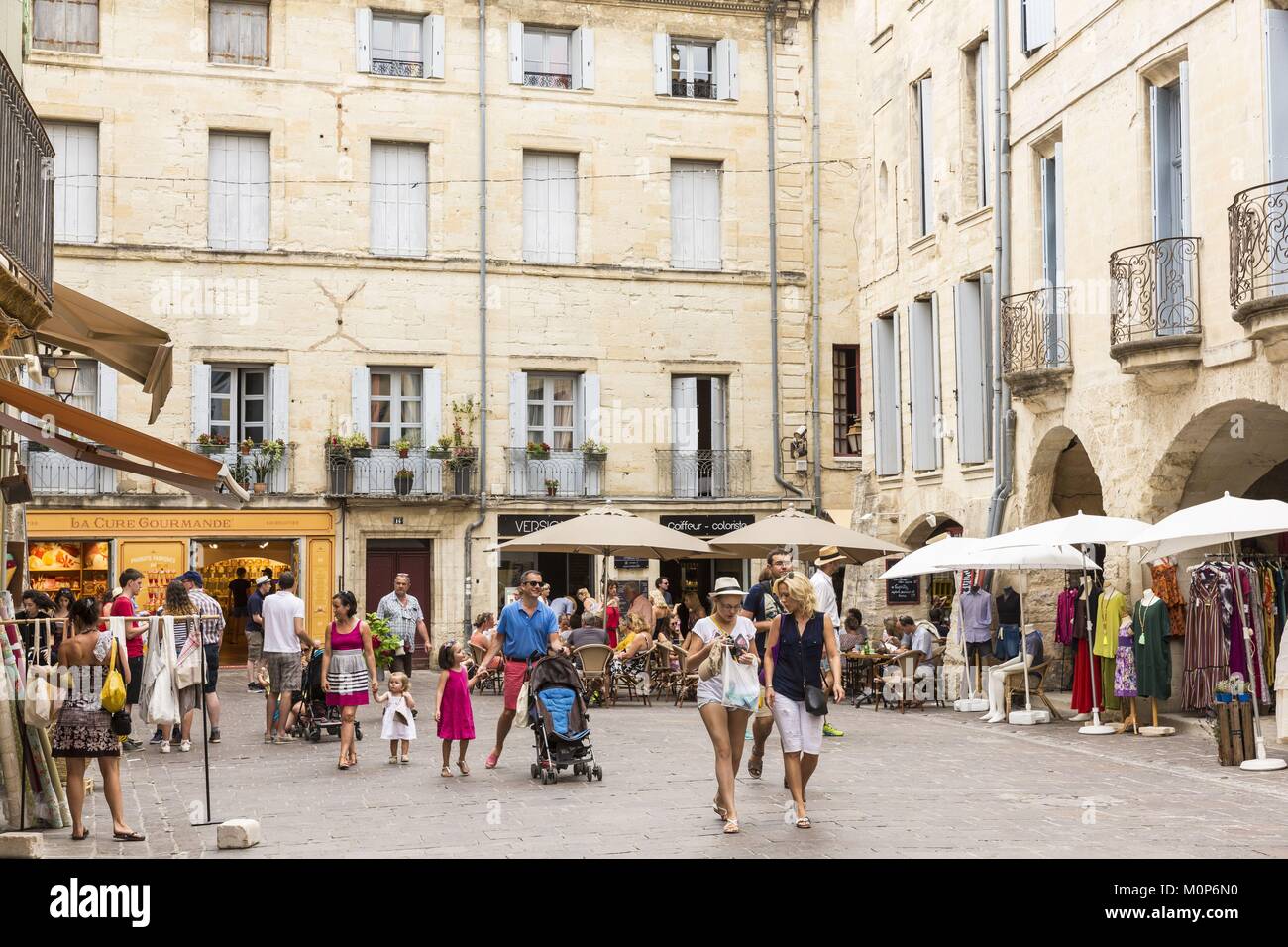 France,Gard, Uzes,place Dampmartin Banque D'Images