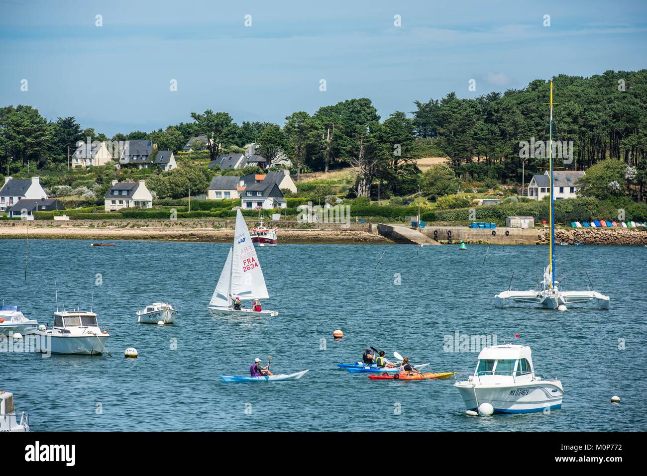 France,Finistère, Pays des Abers, Côte des Légendes, le port de l'Aber Wrac'h Banque D'Images