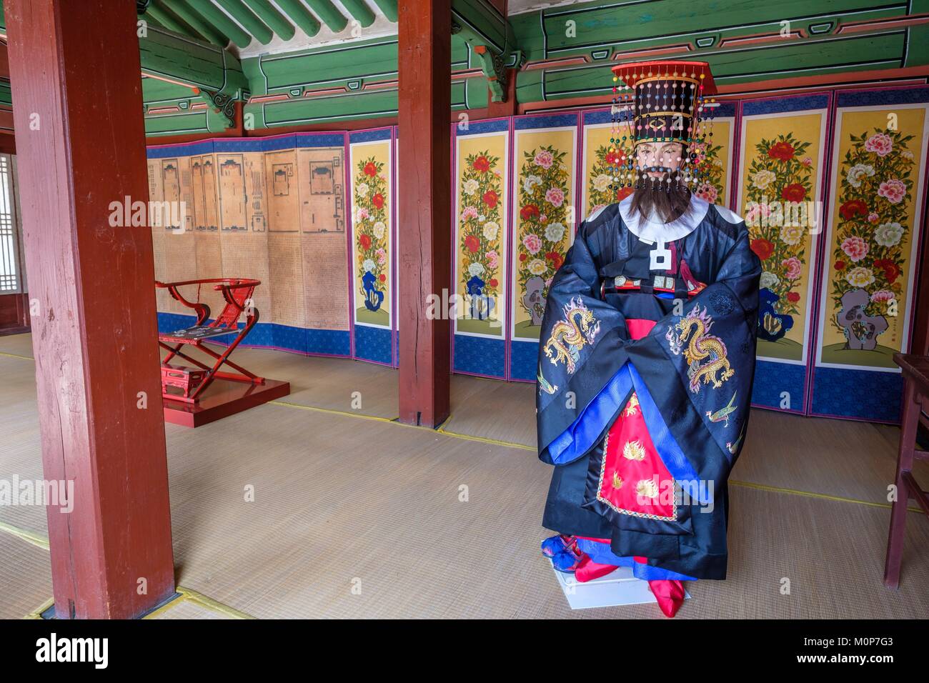 La Corée du Sud, Séoul, Jongno-gu district,Temple Jongmyo est un sanctuaire dédié à Confucius les rois et reines de la Dynastie Joseon et site du patrimoine mondial de l'UNESCO Banque D'Images
