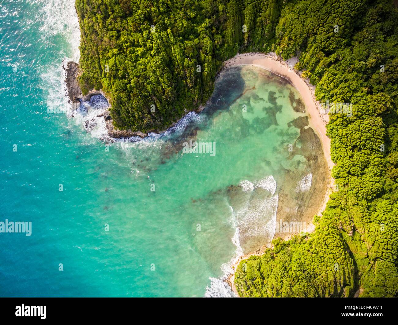 France,Caraïbes Petites Antilles, la Guadeloupe, Grande-Terre,,Le Gosier,vue aérienne sur la plage de l'Anse à Jacques (vue aérienne) Banque D'Images