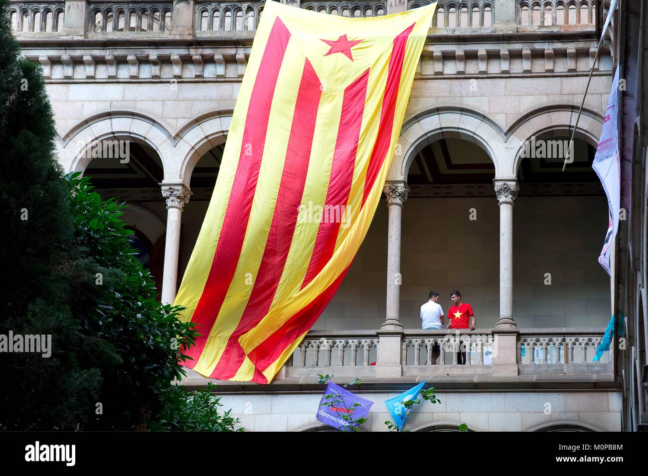 Espagne,Catalogne,Barcelone,Référendum 1er octobre 2017,23ème de septembre, les étudiants occupent l'Université de Barcelone Banque D'Images