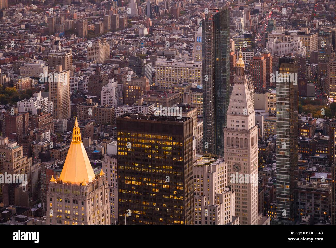 United States,New York,New York,Mid-Town Manhattan,portrait de Mid-Town Manhattan,crépuscule Banque D'Images