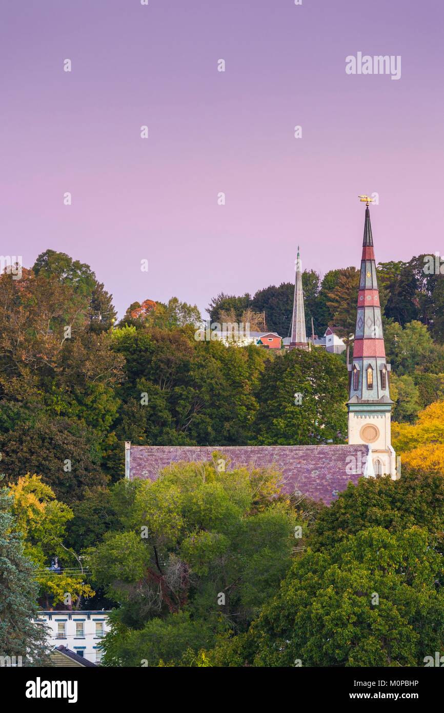 United States, New York, le Hudson Valley,Kingston,Rondout Historic District, églises Banque D'Images