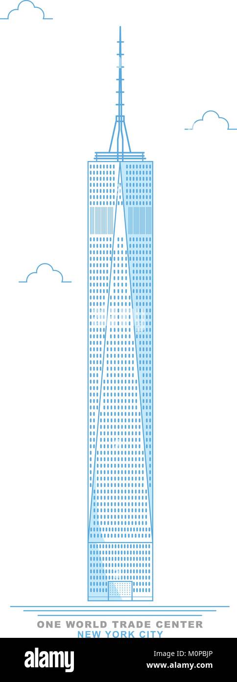 Freedom Tower. One world trade center. Design stylisé, Freehand. Gratte-ciel de la ville de New York. Manhattan. Usa Illustration de Vecteur