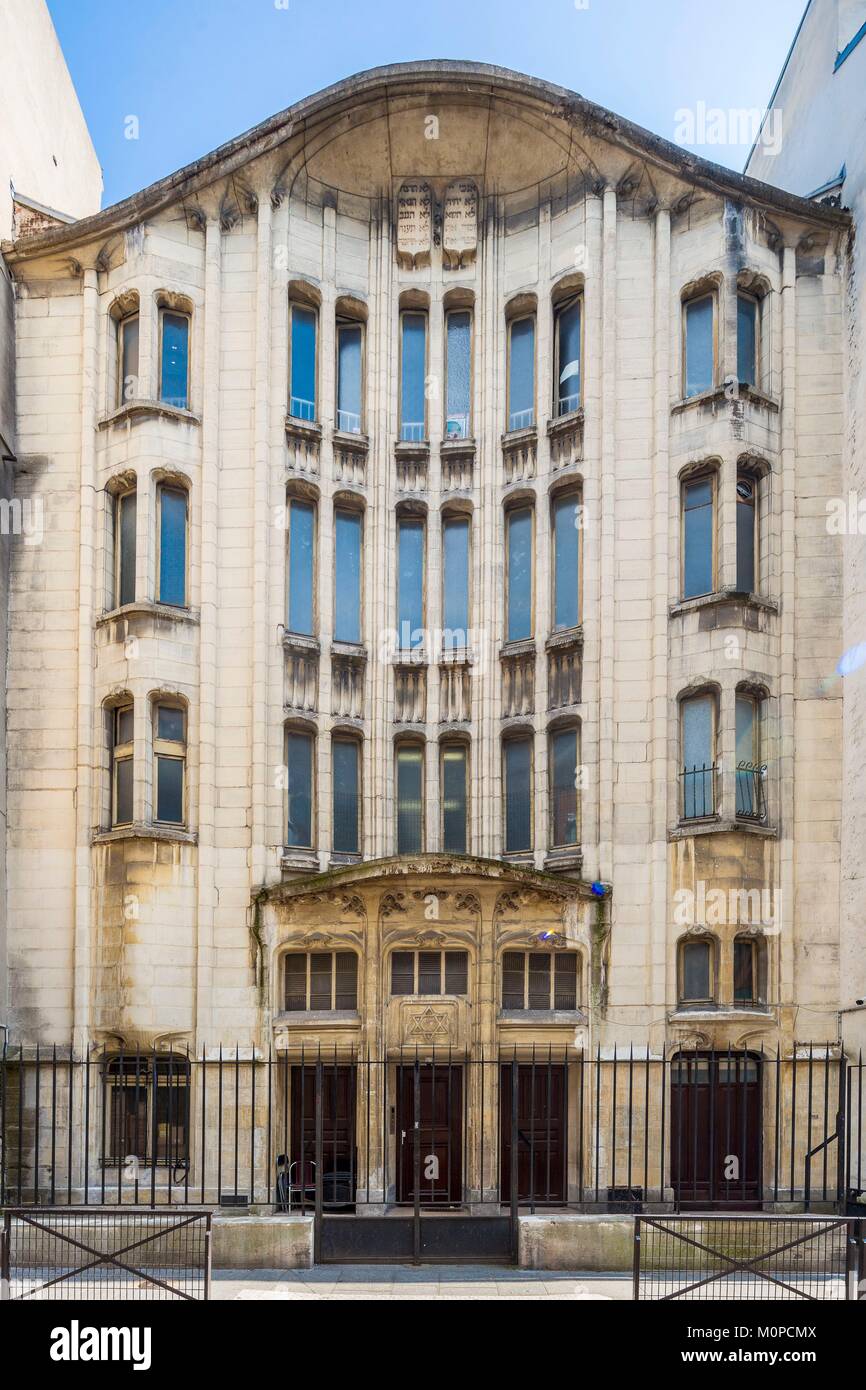 France,Paris,quartier juif du Marais,synagogue 10 rue pavée,par l'architecte Hector Guimard, master de l'Art Nouveau,1913 Banque D'Images