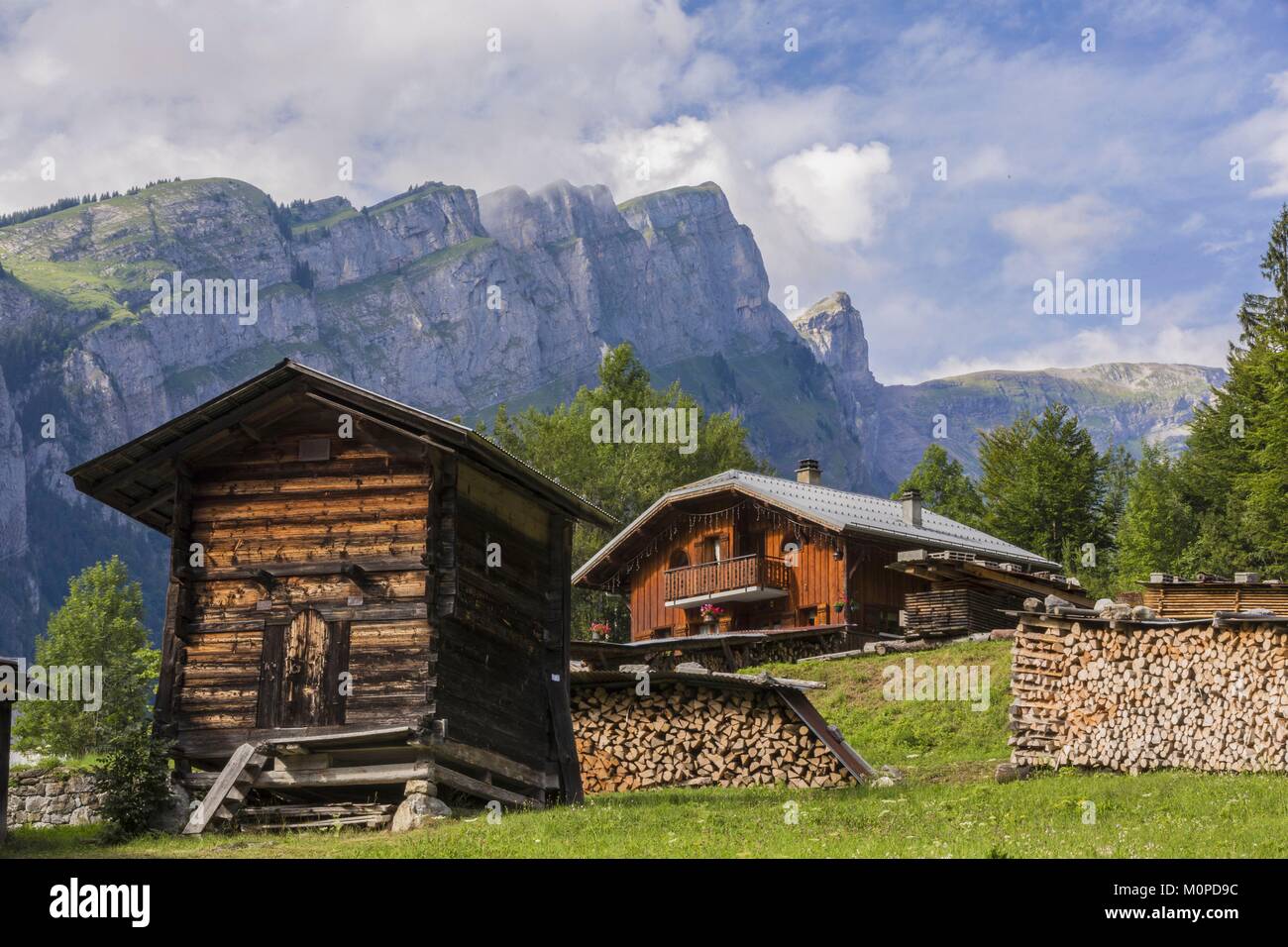 France,Haute Savoie,vallée du Giffre,Sixt Fer a cheval,étiqueté Les Plus Beaux Villages de France (Les Plus Beaux Villages de France),le hameau de Salvagny Banque D'Images