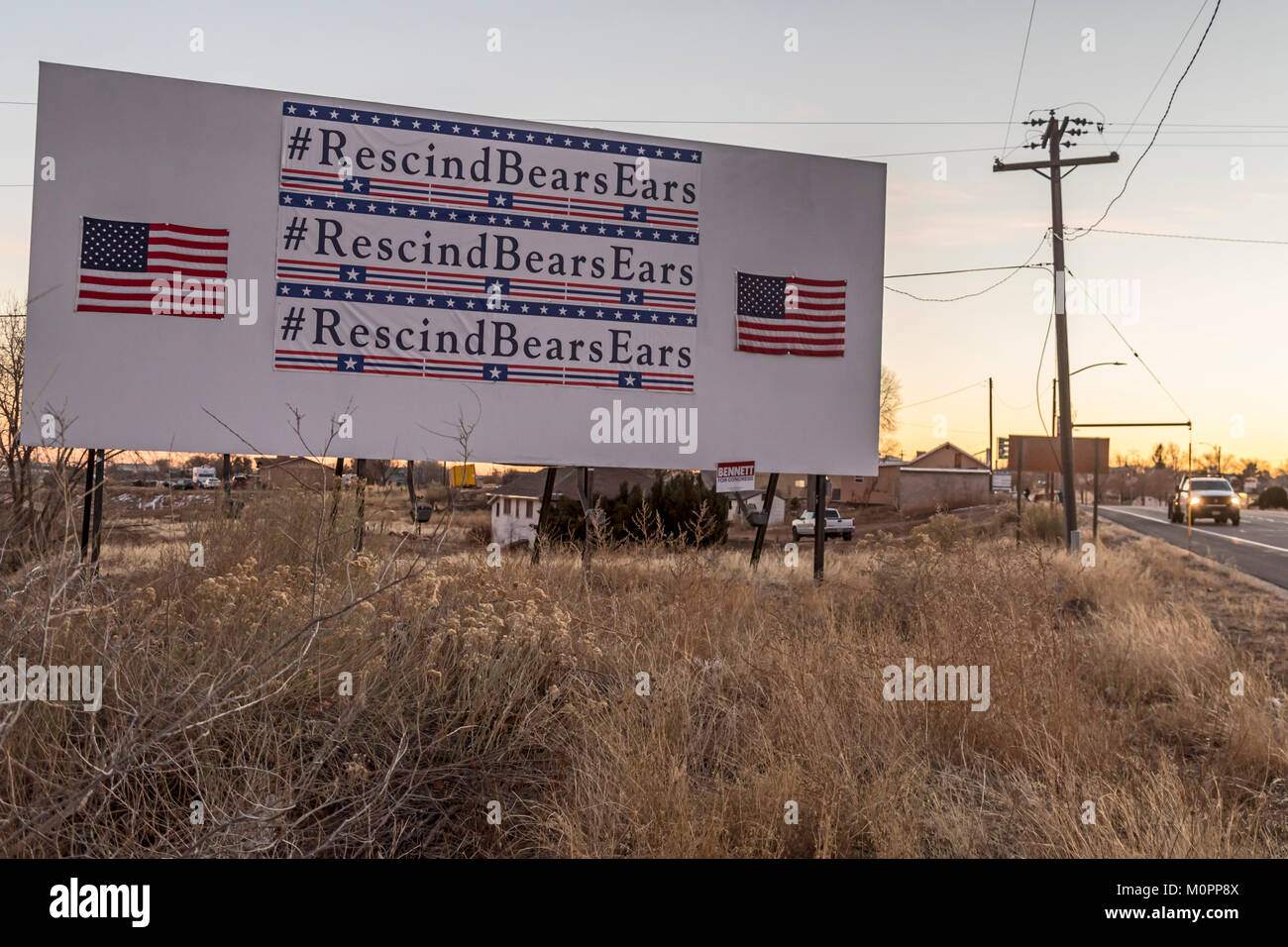 Blanding (Utah) - Un panneau d'appelle à mettre fin aux ours oreilles National Monument, un 1,35 millions d'acres et pittoresque région historique dans le sud-est de l'Utah. E Banque D'Images