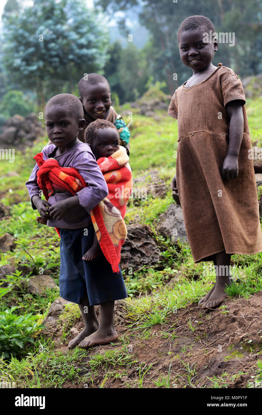 Enfants congolais dans la province du Nord-Kivu, D.R.C Banque D'Images