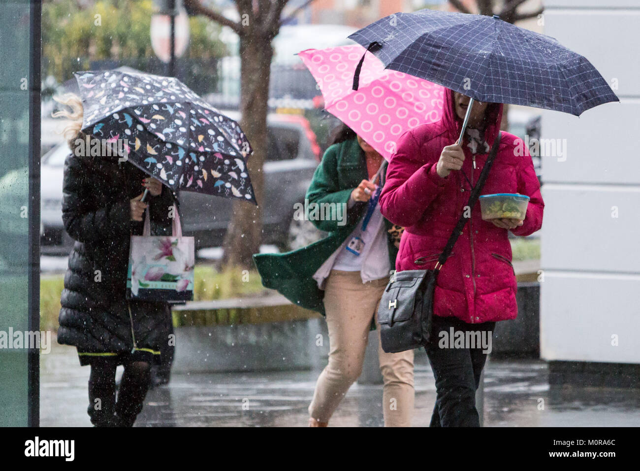 Londres, Royaume-Uni. 24 Jan, 2018. Météo France : Fortes pluies et vents hits centre de Londres. Crédit : Guy Josse/Alamy Live News Banque D'Images