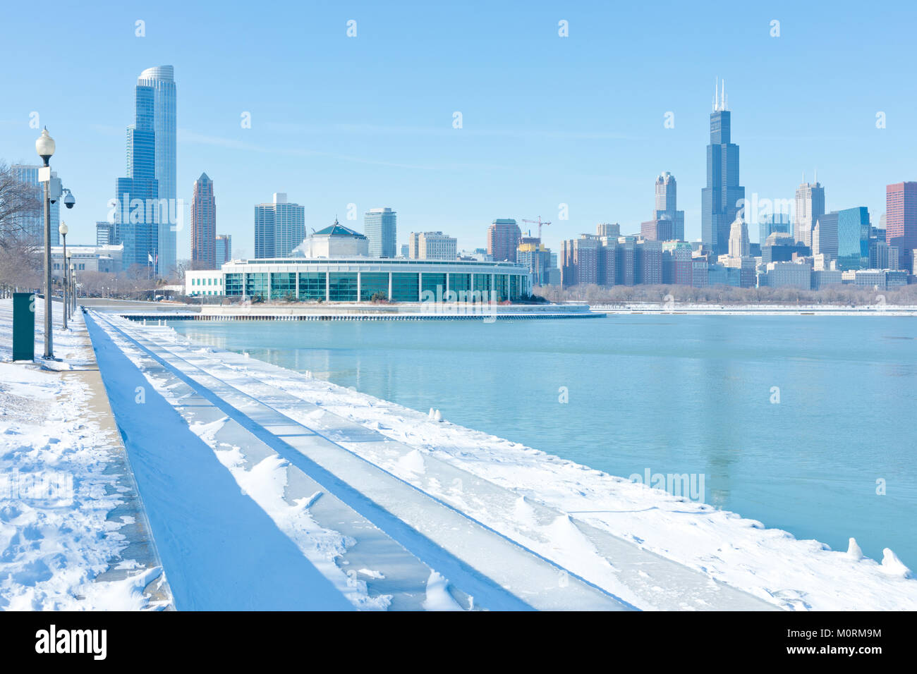 Panorama de l'hiver par le centre-ville de Chicago lake Banque D'Images