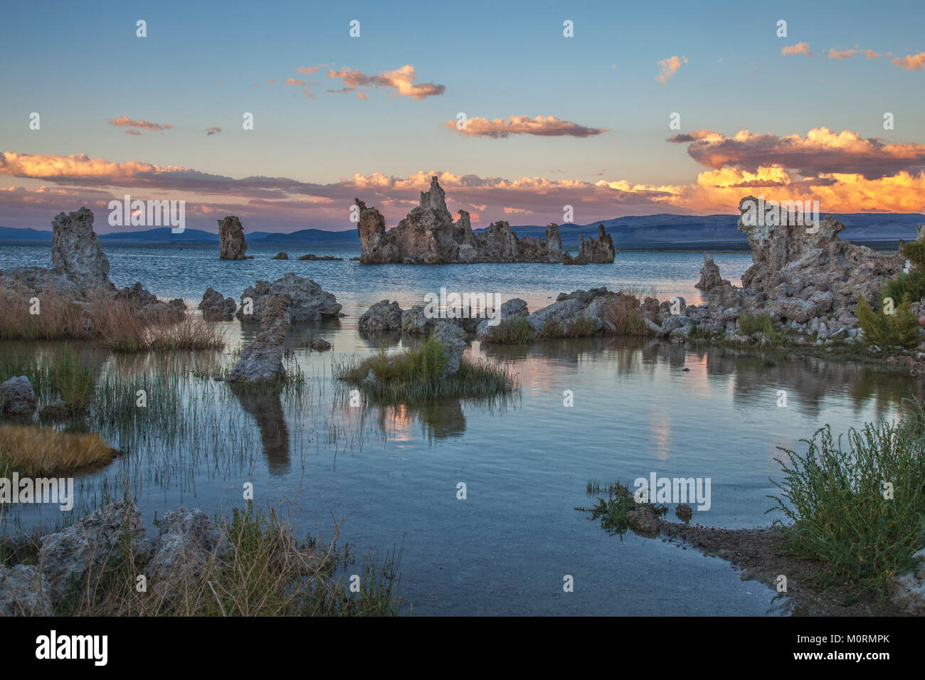 Formations de tuf du sud au lac Mono, Mono County, Californie, USA Banque D'Images