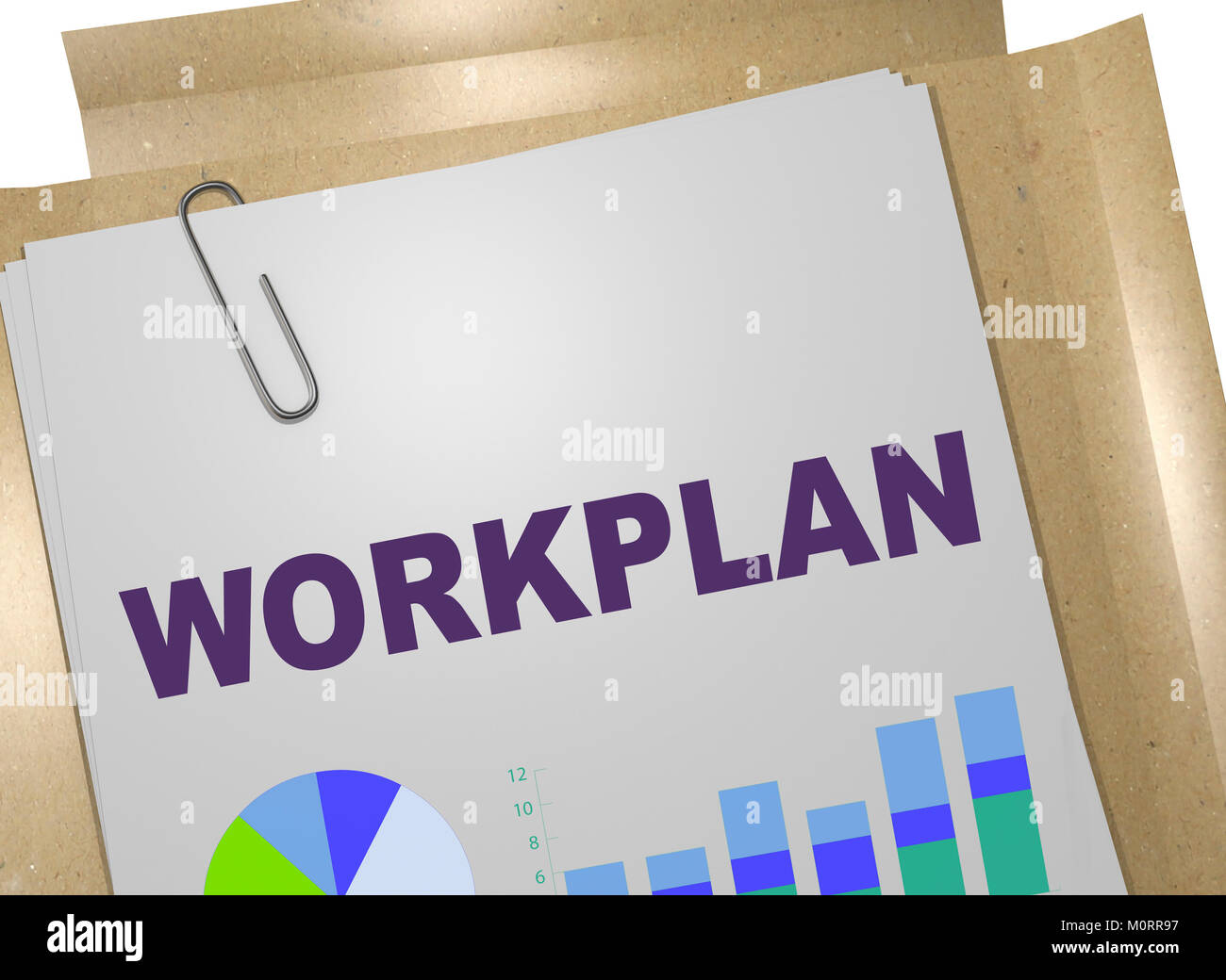 Plan 3D illustration de titre sur business document Banque D'Images