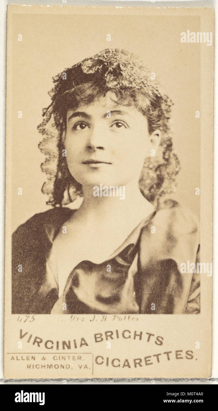 Cette carte représente MRS J.B. Potter de la série "Actors and Actress" émise par Virginia Brights cigarettes, qui fait partie d'une collection du début du XXe siècle. Banque D'Images
